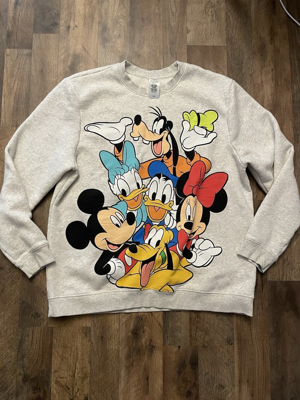 Walt Disney World Parks Mickey And Friends Sweatshirt Grey Pullover XL